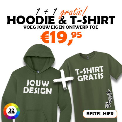 Hoodie bedrukken met gratis T-shirt